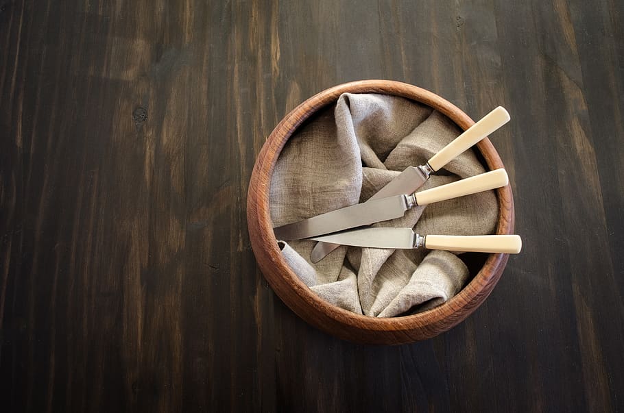 flatlay, knives, background, silverware, table, café, utensils HD wallpaper