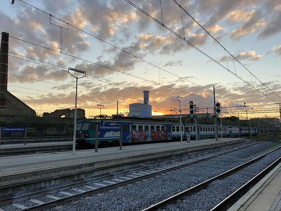 italy, naples, rail transportation, track, cloud - sky, railroad track, HD wallpaper