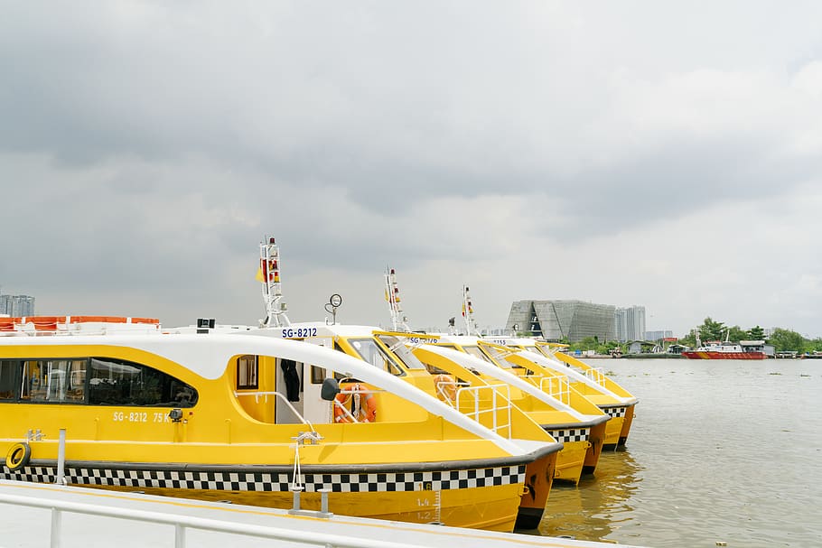 parked boats, watercraft, vessel, transportation, ferry, cable car HD wallpaper