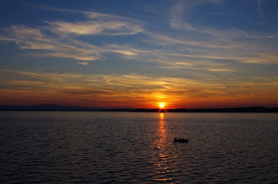 landscape, view, nature, sky, romantic, lake, light, the sun HD wallpaper
