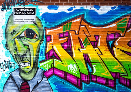 Photography of Brick Wall With Graffiti, art, artistic, bricks HD wallpaper