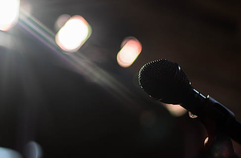 music, microphone, stage, perfom, singer, bokeh, lights, input device HD wallpaper