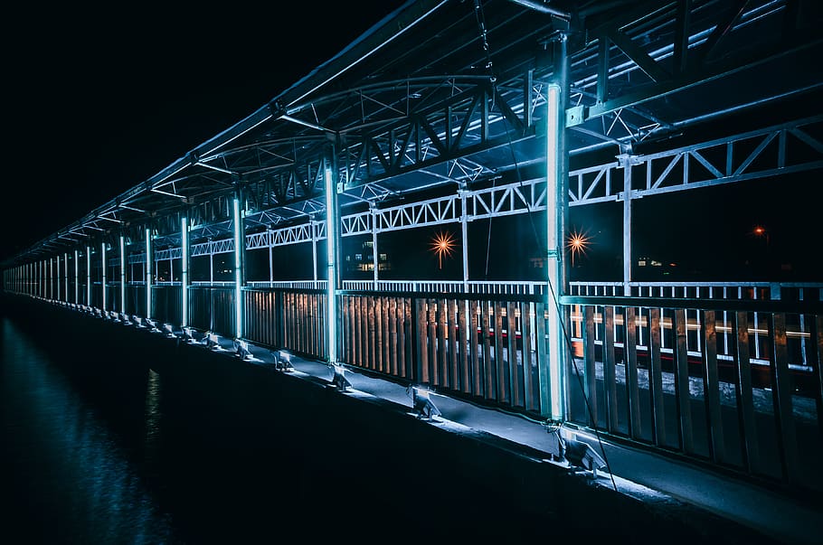 White Led Light Lot, architecture, blur, bridge, construction HD wallpaper