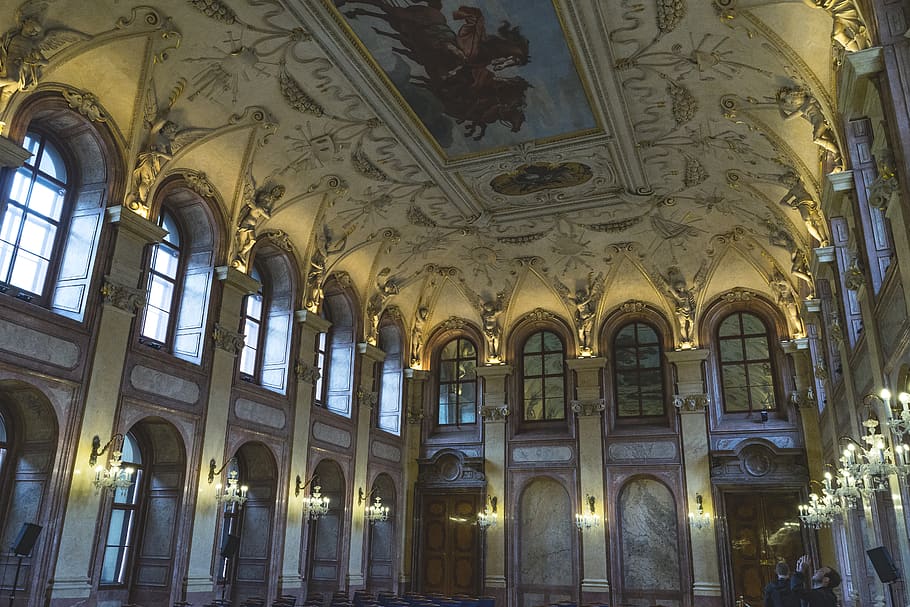 czechia, prague, building, wall, art, ceiling, europe, european HD wallpaper