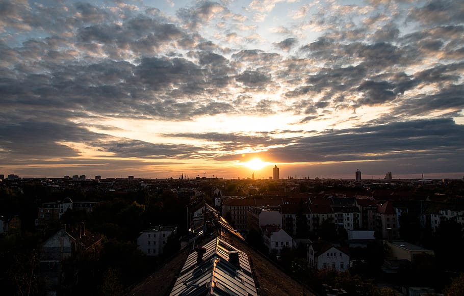 leipzig, sun, summer, sky, emotion, happy, mood, panorama, background image HD wallpaper