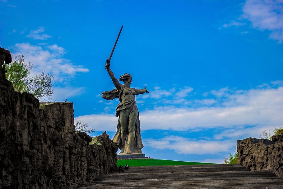 art, statue, sculpture, monument, mamayev kurgan, russia, landmark