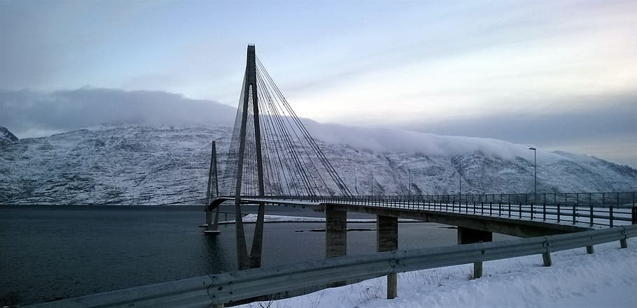 Black Suspension Bridge Under Cumulus Clouds, architecture, connection HD wallpaper