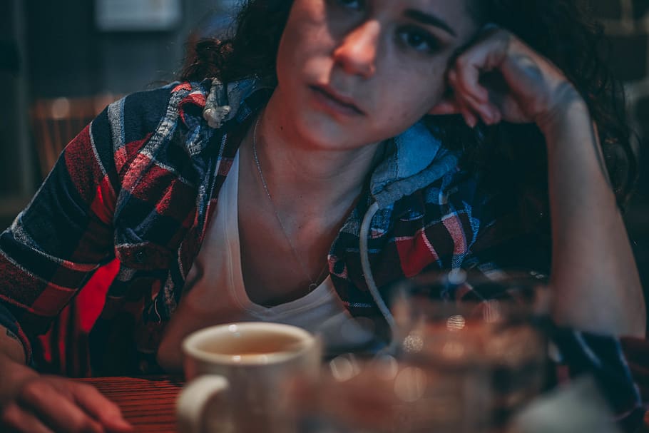 Woman Taking Selfie Indoors, close-up, coffee, cup, drink, sitting HD wallpaper