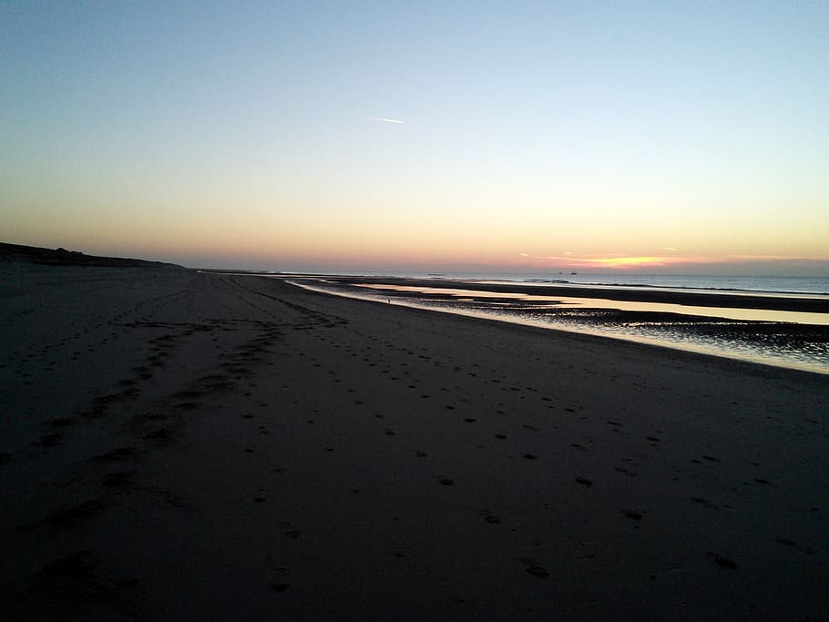 beach, sunset, sky, scenics - nature, water, sea, tranquility HD wallpaper