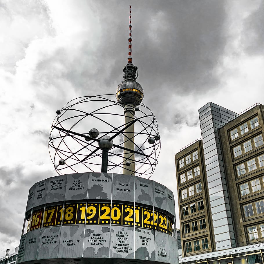 berlin, germany, alexanderplatz, tv tower, buildings, world clock, HD wallpaper