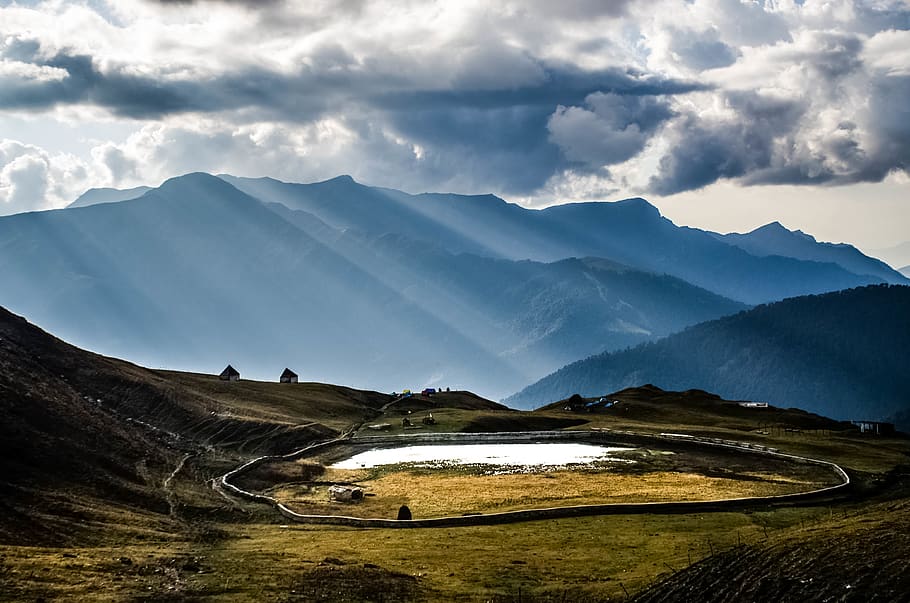 Scenic View of Mountains, clouds, dawn, dramatic, environment HD wallpaper