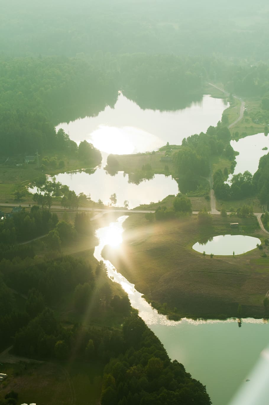 lithuania, forest, landscape, top, plane, lakes, vast, nature HD wallpaper