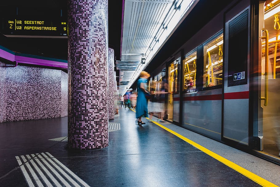 depth photo of station alley, train, subway, austria, vienna, HD wallpaper