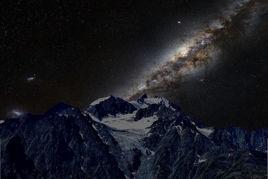 sky, mountain, nature, landscape, summer, way milky, night HD wallpaper