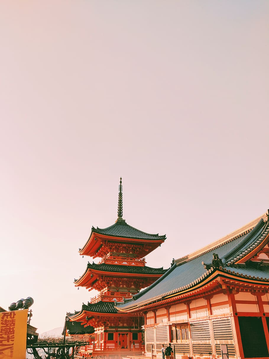 green and orange temples, building, architecture, worship, shrine HD wallpaper