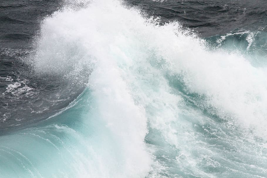 water, ocean, sea, waves, crashing, cliff, splash, contrast HD wallpaper