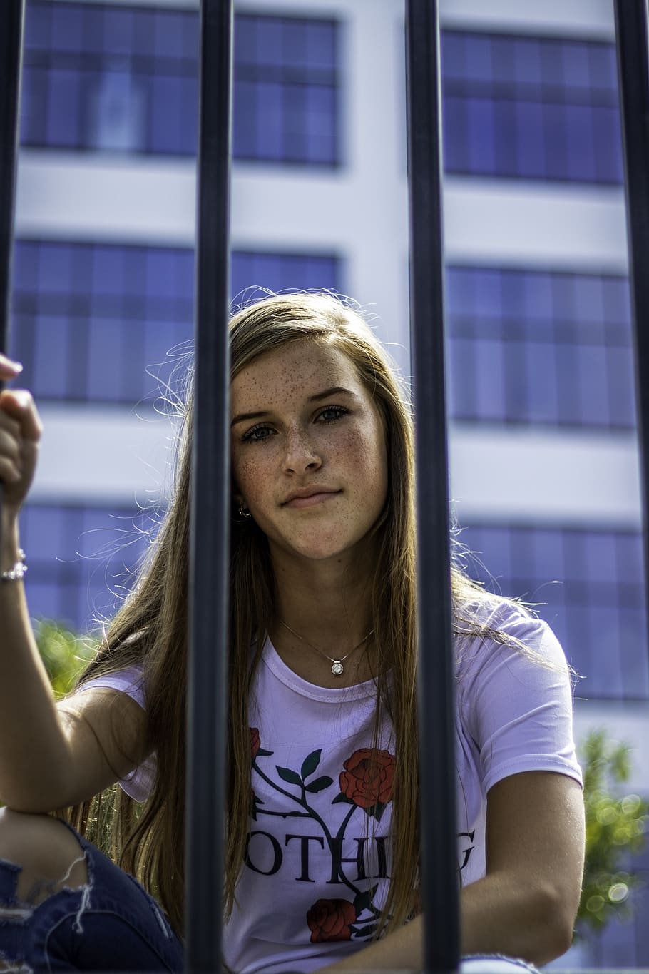 netherlands, eindhoven, model, bars, girl, fence, freckles HD wallpaper
