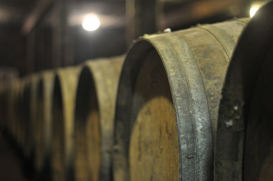barrels, wine, cellar, cave, wood, winery, vineyard, drink HD wallpaper