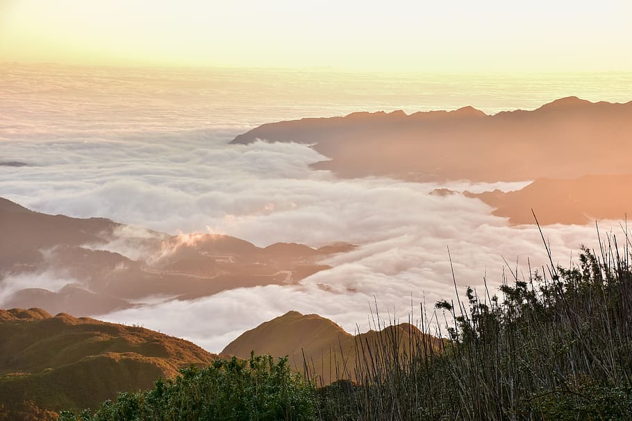 clouds, sunrise, sky, landscape, horizon, mountains, sapa, fansipan HD wallpaper