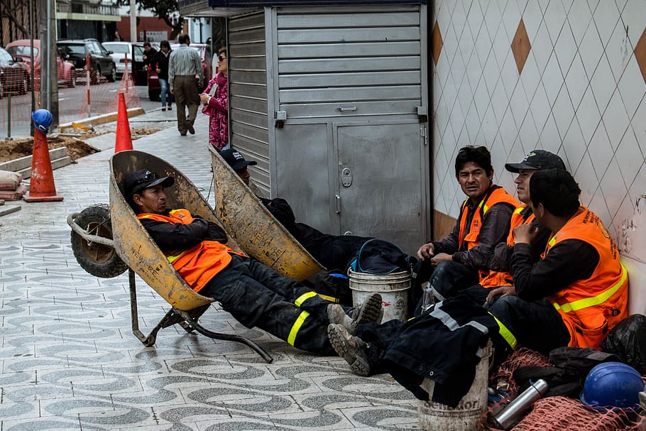 peru, miraflores, work, workers, resting, talk, people, city HD wallpaper