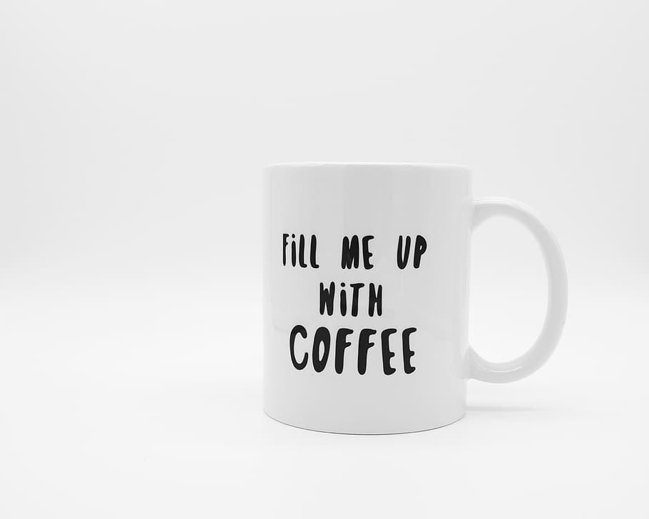 white ceramic mug, western script, cup, white background, text HD wallpaper