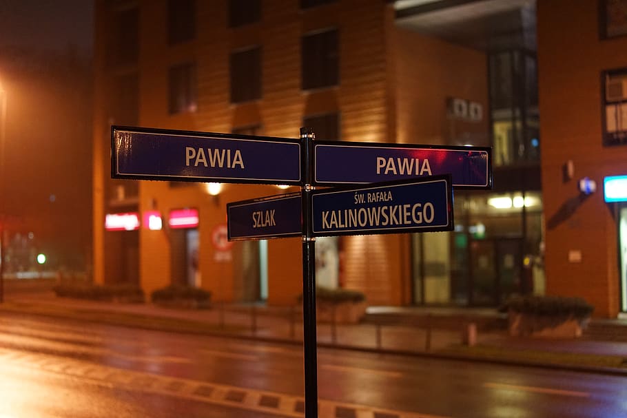 poland, kraków, text, illuminated, western script, architecture HD wallpaper