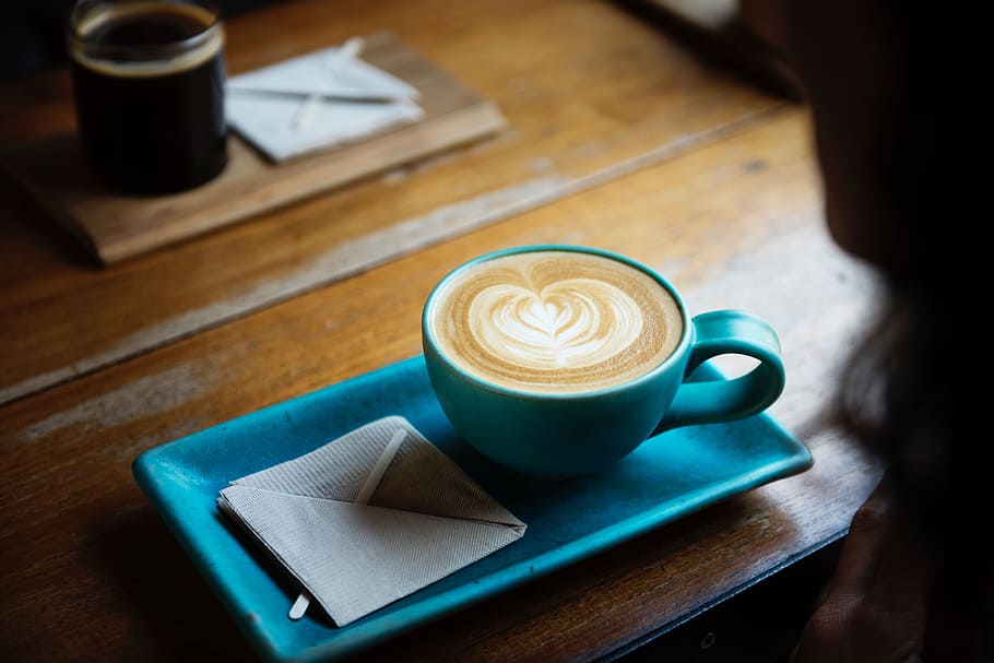 coffee, hot, drink, espresso, cup, saucer, spoon, cafe, latte HD wallpaper