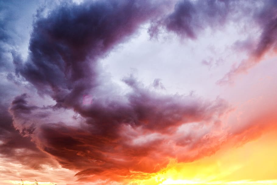 clouds, color, colour, cottoncandy, pink, coral, purple, orange HD wallpaper