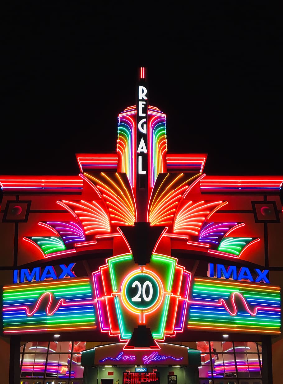 Imax Imax building, illuminated, multi colored, night, neon, arts culture and entertainment, HD wallpaper