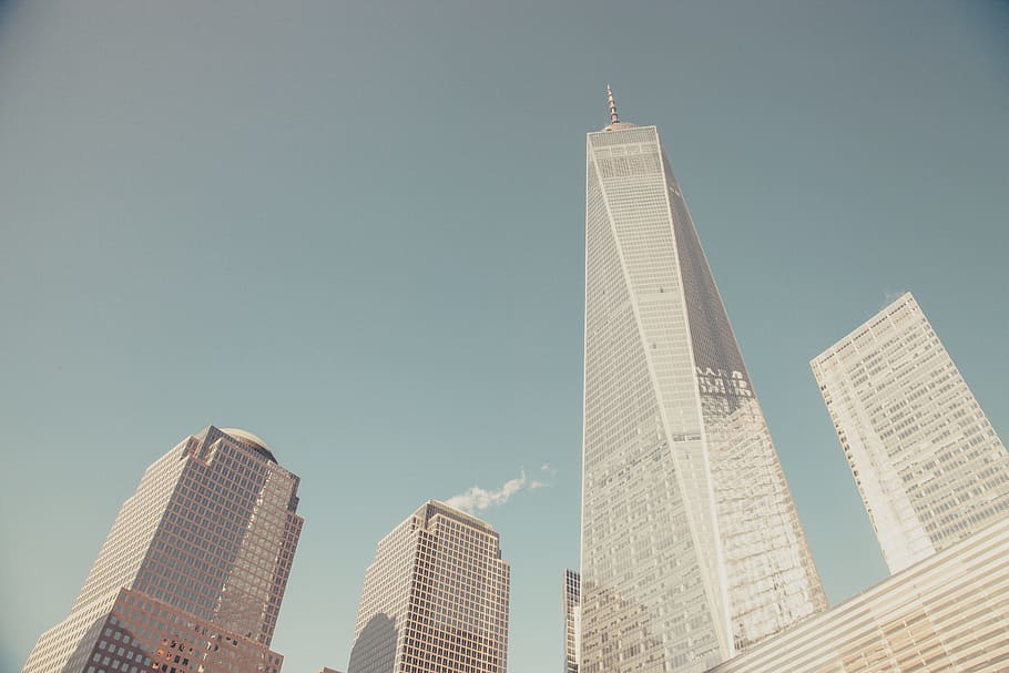 low angle photography of high rise buildings, sky, skyscraper HD wallpaper