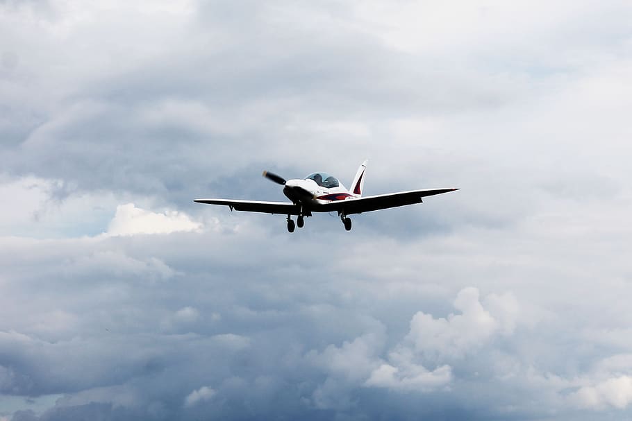 aircraft, cloud, sky, flight, aviation, wing, blue, dom, fly HD wallpaper