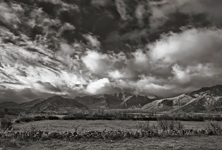 clouds, trees, mountains, landscape, cloud - sky, scenics - nature HD wallpaper