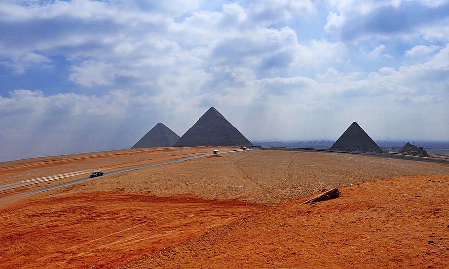 giza, egypt, pyramid, sand, history, landscape, archeology HD wallpaper