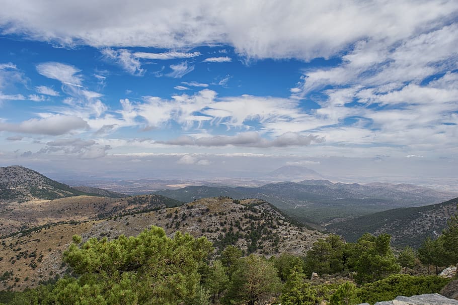 clouds, landscape, sky, nature, mountains, green, hills, scenics - nature HD wallpaper