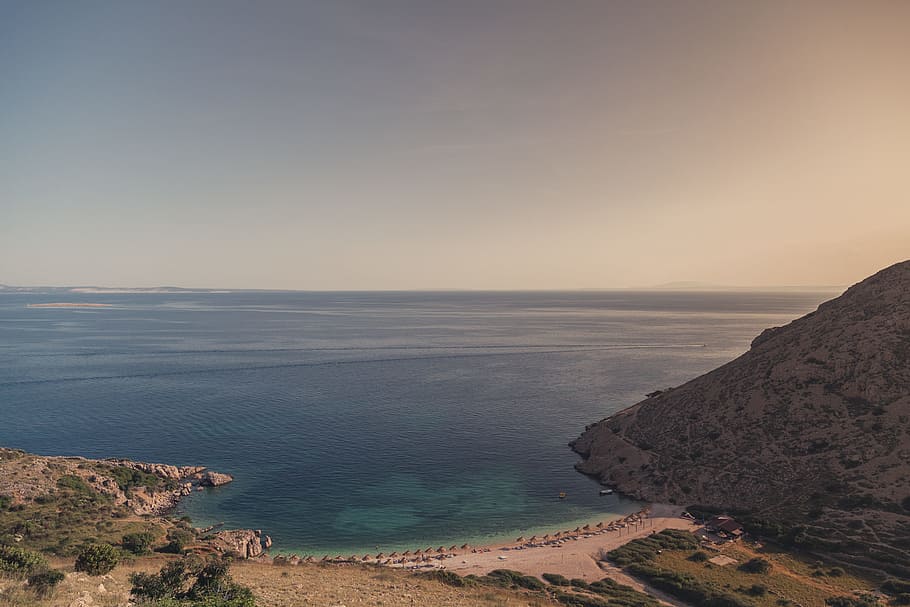 Body of Water Beside Mountain, bay, beach, beautiful, cliff, coast HD wallpaper