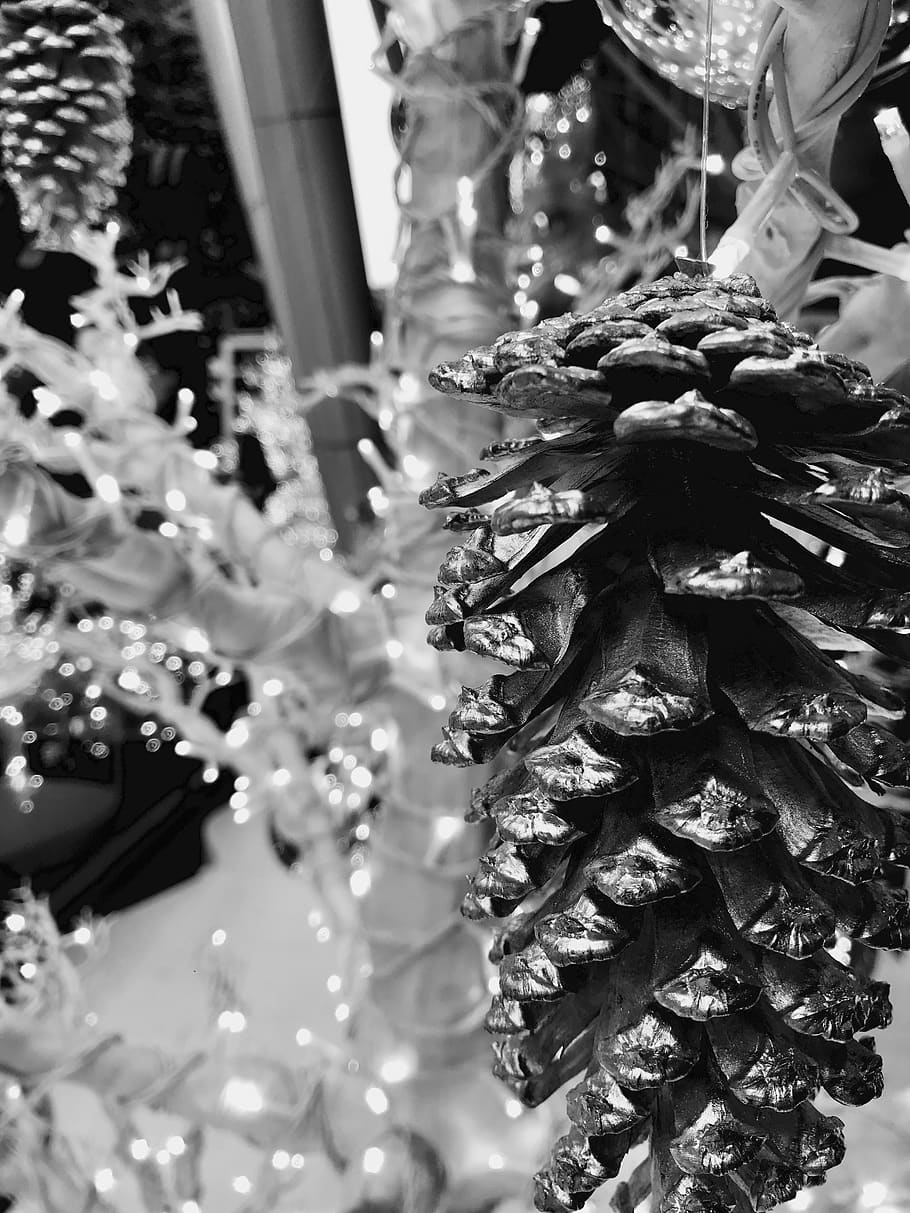 tree, christmas, silver, plant, no people, close-up, hanging HD wallpaper