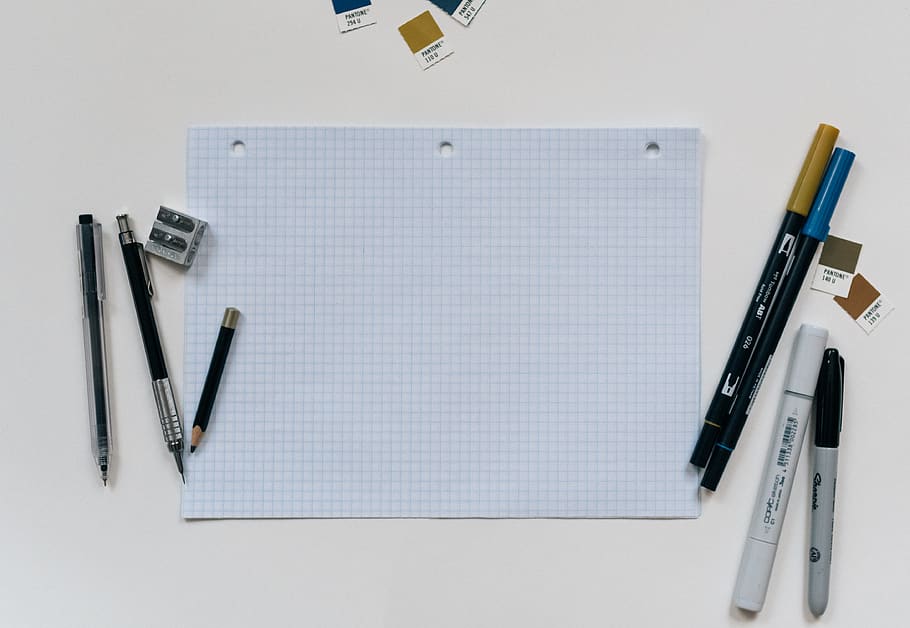 assorted school supplies, pen, paper, indoors, writing instrument HD wallpaper