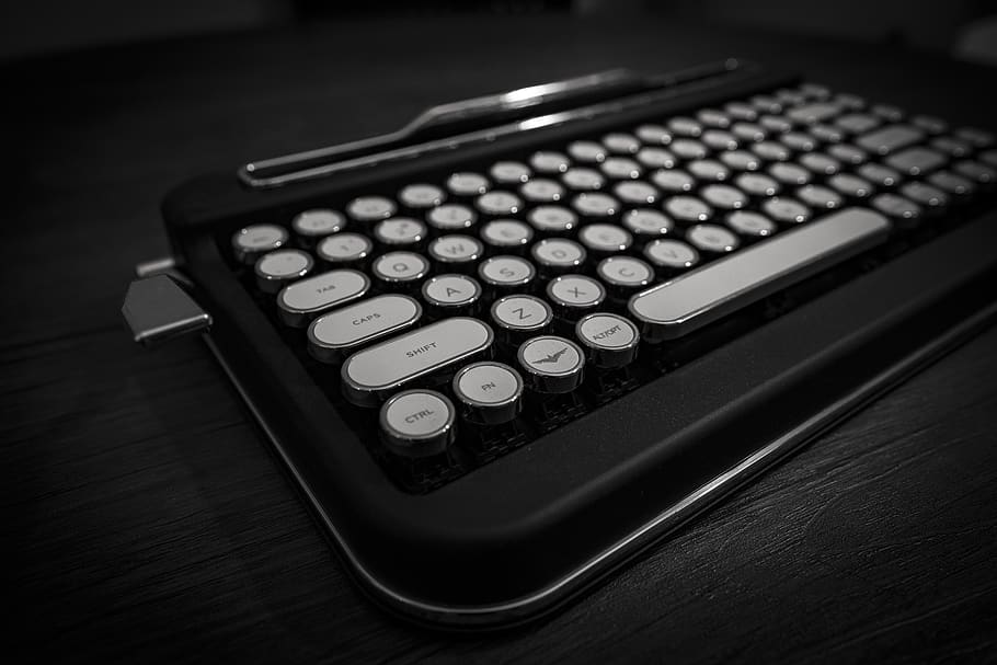 typewriter, retro, knobs, buttons, keypads, machine, technology HD wallpaper