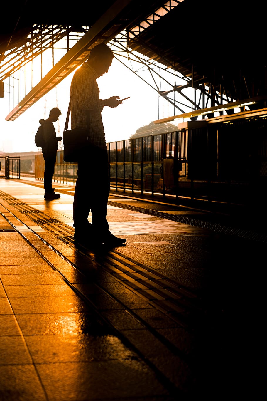 two men standing on train station, pedestrian, person, human HD wallpaper