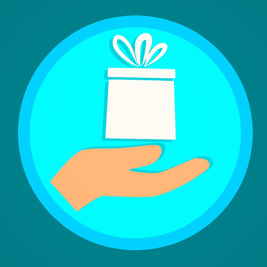 Illustration of hand holding a gift., icon, christmas, birthday, HD wallpaper