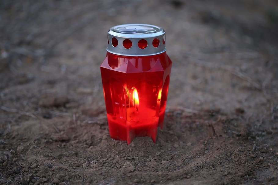 lamp, light, red, evening, candle, illuminated, soil, earth HD wallpaper