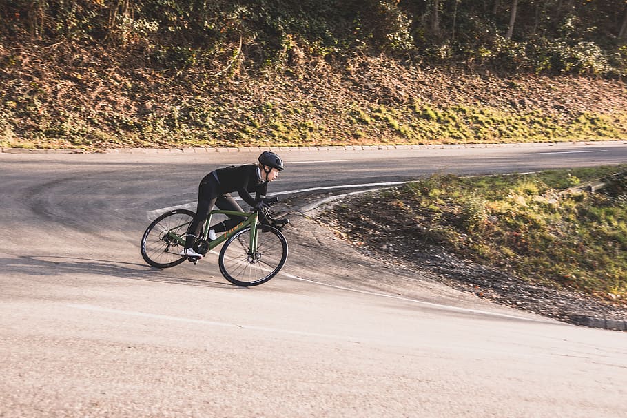 man riding bicycle, transportation, vehicle, bike, machine, wheel HD wallpaper