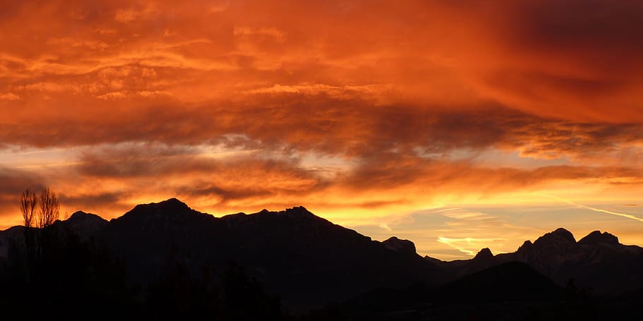 Person Showing Silhouette Photo of Mountain, clouds, dawn, landscape HD wallpaper