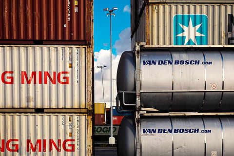 container, container port, cargo, transport, shipping, delivery HD wallpaper