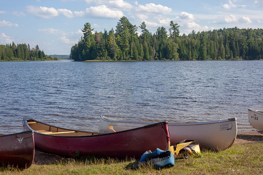 canada, canoeing, nature, holidays, vacations, lake, canoes HD wallpaper