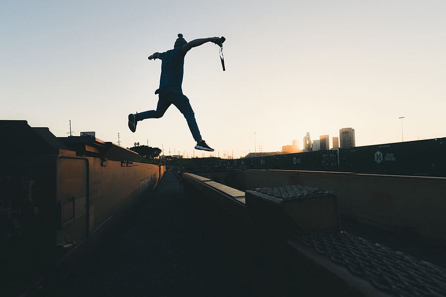people, man, guy, jump, flying, adventure, camera, alone, video HD wallpaper