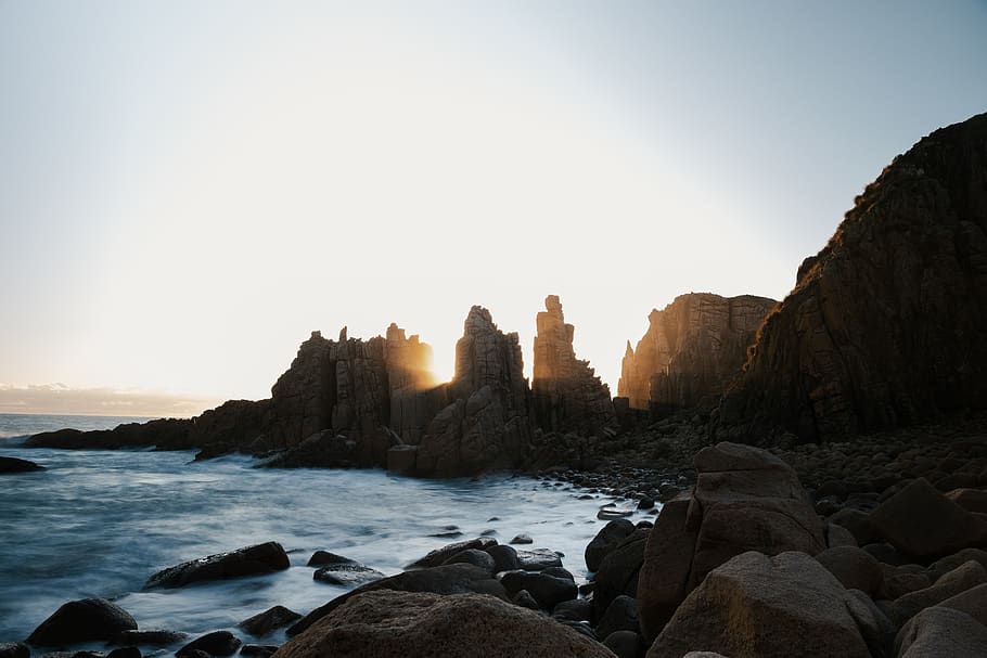 stone formations on ocean during daytime, rock, rock - object HD wallpaper