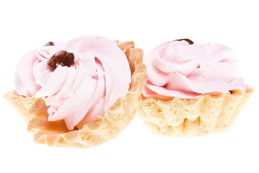 cupcake, food, food and drink, white background, studio shot HD wallpaper