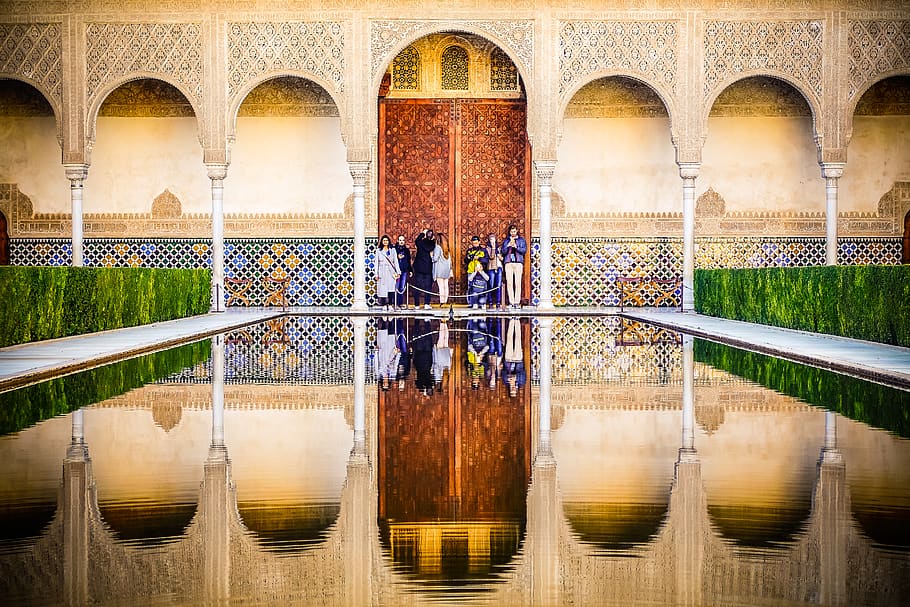 spain, granada, architecture, reflections, moorish, nasrid HD wallpaper