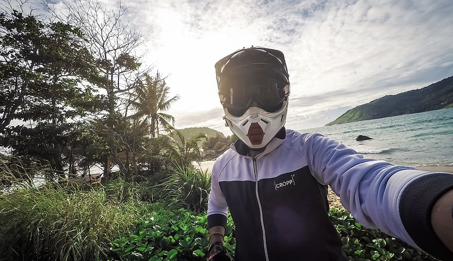 thailand, phuket, helmet, motorcycle, beach, sea, mx, 250cc, HD wallpaper